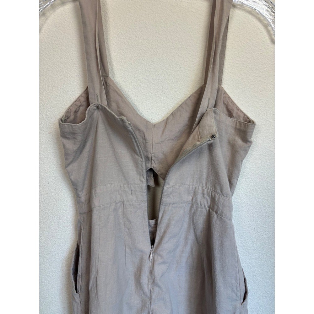 Abercrombie & Fitch Knot Front Tie Romper Womens Sz 0 Tan Cutout Cotton Beachy - Picture 9 of 10